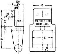 Zentralverriegelung H 119 E mit Scharnier H 119 E-Alu-K 30/13