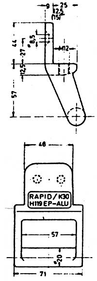 Zentralverriegelung H 119 E mit Scharnier H 119 E-Alu-K 30/13 (Palettenmaß)